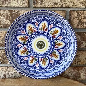 Artisan Pottery De La Cal Barreira Serving Bowl Puente Spain 10 1/2” Diameter